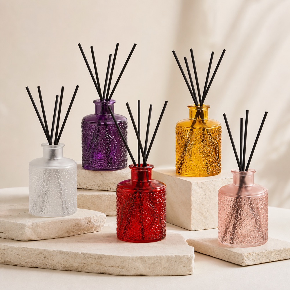 Embossed glass reed diffuser